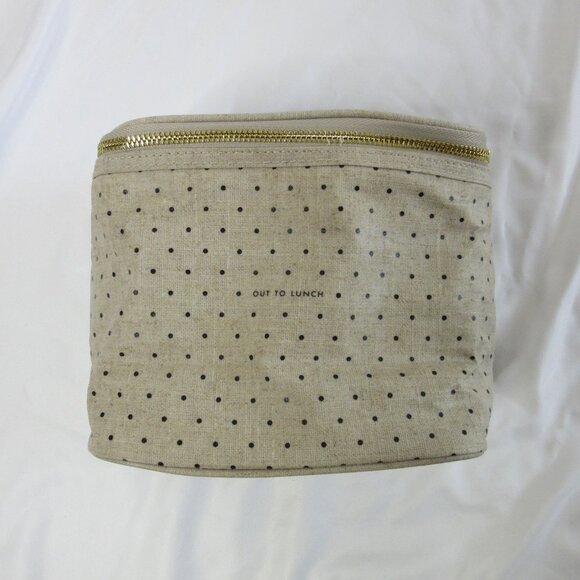 Kate Spade New York Out to Lunch Lunchbox Cosmetic Bag Beige Dots NWOT - Picture 1 of 15